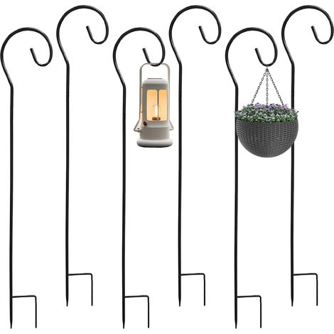 Gartenhaken [DIY 6er-Set] Rostfreier, pulverbeschichteter Schmiedeeisenhaken mit abnehmbarer Bodenhülse (81,5 cm Innenhaken) (1/4)