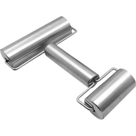 Rouleau à pâte en acier inoxydable Double rouleaux pour pizza, gâteaux, biscuits (1/5)