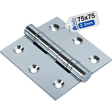 Charnière à roulement galvanoplastie 75 x 75 mm – paumelle pliante pour meubles/portes – GeZu Impex