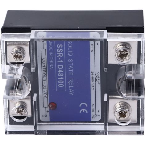 Relais statique monophasé CC/CA avec boîtier plastique, entrée CC 3-32 V, sortie CA 24-480 V, 100 A (1/5)