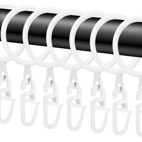 40pcs Anneaux de Rideau Blanc en métal et Crochets de Rideau,30mm Diamètre Intérieur pour Rideaux de Douche, Rideaux du Sol au Plafond (Blanc) (1/5)