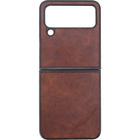 Faltbare Lederhülle für Samsung Galaxy Z Flip 4, braune Schutzhülle (1/5)