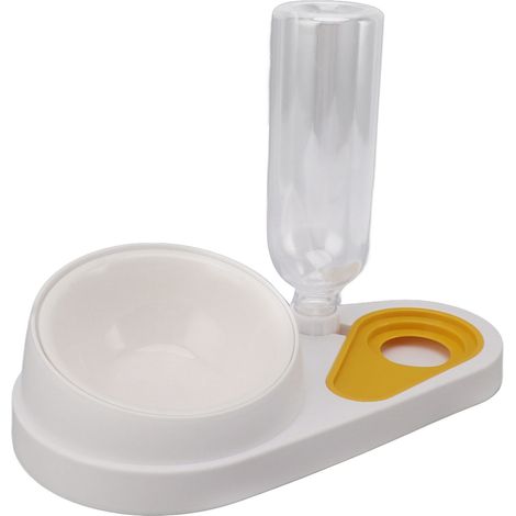 Distributeur d'eau et de nourriture 2 en 1 pour chiens et chats, multifonctionnel, anti-déversement et antidérapant, blanc. (1/5)