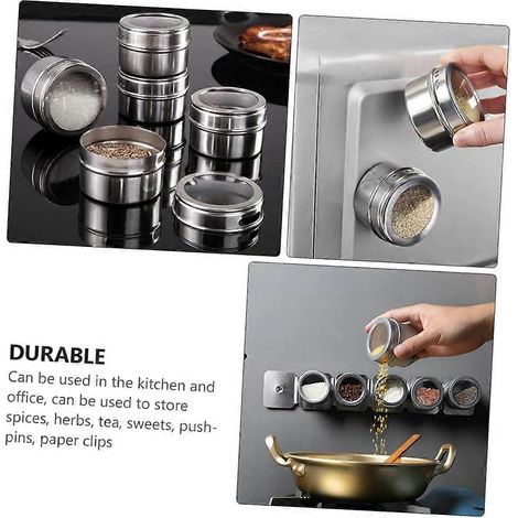 Magnetische Gewürzgläser (8er-Set), aus Edelstahl. Leicht zu reinigen und rostfrei. (1/5)