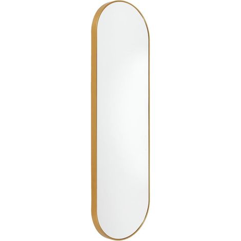 Altobuy – Miroir mural doré ovale 30x100 cm – Verre réfléchissant net – Cadre en polypropylène léger – Décoration chic pour salon et chambre