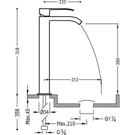 GRIFO MONOMANDO XXL PARA LAVABO CON MANETA (1/2)