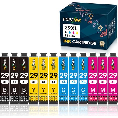 29XL Cartouches d'encre Compatibles pour Epson 29 XL 29XL, Lot de 12 (1/5)