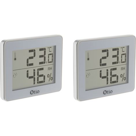 Lot de 2 thermomètres hygromètres blanc - écran LCD - Otio (1/5)