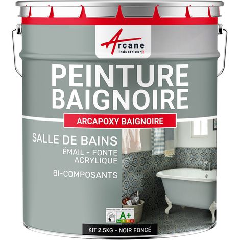 Peinture baignoire et lavabo, résine de rénovation, pour émail, acrylique et fonte, Arcane industries - 2.5 kg (jusqu'à 8 m² en 2 couches) Noir foncé RAL 9005 - ARCANE INDUSTRIES
