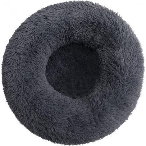 Coussin 100 cm avec housse lavable - Anthracite gris foncé - Coussin pour chien, coussin de jeu pour enfants - Pouf rond en forme de donut, panier pour chien, gris foncé (1/5)