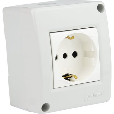 Prise de surface Schuko simple avec mise à la terre IP40 grise (1/3)
