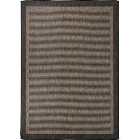 Tapis extérieur à tissage plat Terrasse Salon Cuisine - Tapis de jardin 140x200 cm Marron foncé BV820874 - BonneVie (1/5)