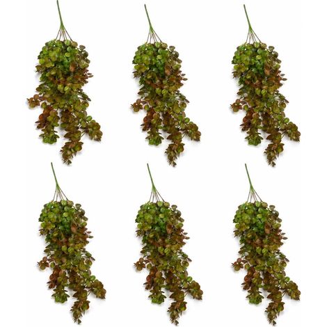 Pack of 6 x 75cm Artificial Trailing Round Botanik Hanging Foliage Plant - Autumn Green & Bronze - Premium Quality (1/5)