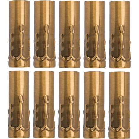 Lot de 10 Tubes E14 en Fer, Support Bougie Galvanisé Bronze Doré pour Lustre Cristal et Éclairage DIY (1/5)