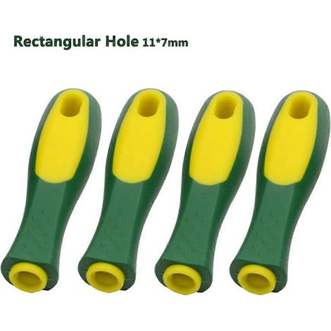 Lot de 4 limes en caoutchouc avec manches, matériaux de 11 cm (4-1/3 pouces) de longueur, trous ronds et rectangulaires, pour tronçonneuse et bois. Outils à main. (1/5)