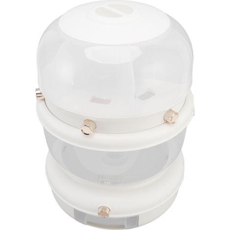 Conteneur à riz double couche 9kg, distributeur 6 compartiments rotatif pressé, sceau étanche pour aliments secs, seau de rangement cuisine blanc (1/5)