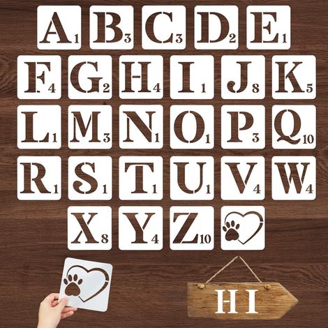 Pochoir Lettre, 27 Pièces Alphabets Numéro Pochoirs 15cm Pochoir Lettre Alphabet Grand Format, Réutilisables Pochoirs de Lettres, pour La Peinture Art Projects Décoration DIY (1/5)