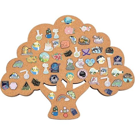 Cork Board with Pins Tree of Life Wall Display Board 34 x 28 cm for Pin Storage Home and School Office Decor (1/5)
