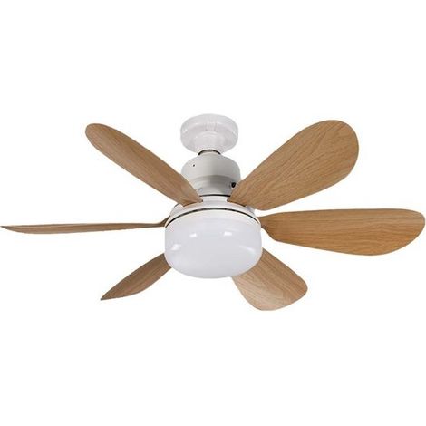 Ventilateur de plafond avec lumière – Teinte bois – 52 cm – Télécommande – 3 vitesses/couleurs (1/5)