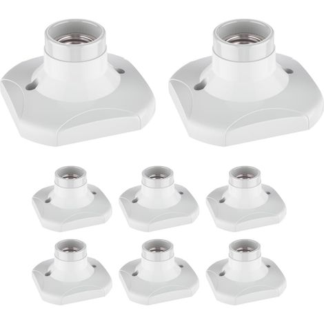 Douille Plafond E27 à Visser, Douille E27 Garage, AC 220-240V, Support Douille pour Ampoule LED, Base Plafonnier Culot E27, Base de Lampe Plastique Blanche pour Lampe au Mur, lot de 8 (1/5)