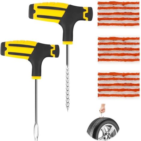 kit de réparation de Pneu Outil de crevaison Outillage de réparation de crevaison pour vélo, Voiture, camionnette, Moto, 2 Outils et 15 pcs Bandes (1/5)