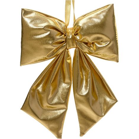 Fiocco in poliestere colore oro metallizzato per decorazioni natalizie -31 cm