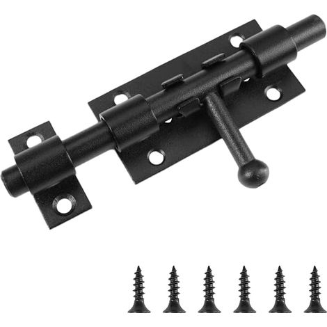 Loquet Porte Extérieur en Acier Inoxydable 304,Targette de Portes avec Trou 125x35mm Verrou Interieure Vis pour Cadenas,Verrou Coulissant Portes,Fenêtres,Clôtures (Noir) (1/5)