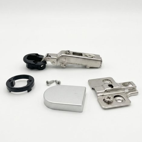 Charnière à Clip Droite pour Portes en Verre Ø26 mm avec Cache, Ouverture 110° - EVOTRADE (1/5)