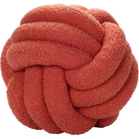 Oreiller à nœud exquis, doux et chaud, belle peluche nouée pour la maison, la voiture, le bureau, décoration 28 cm, rouge (1/5)