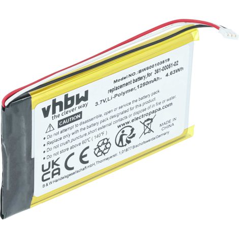 vhbw batteria compatibile con Garmin Nüvi 2595, 2505 navigatore GPS (1250mAh, 3,7V, Li-Ion)