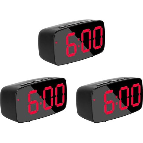 3 relojes despertadores digitales inteligentes para mesita de noche, reloj de escritorio USB con LED rojo, fecha de 12/24 horas, temperatura y función de repetición para dormitorio. (1/5)