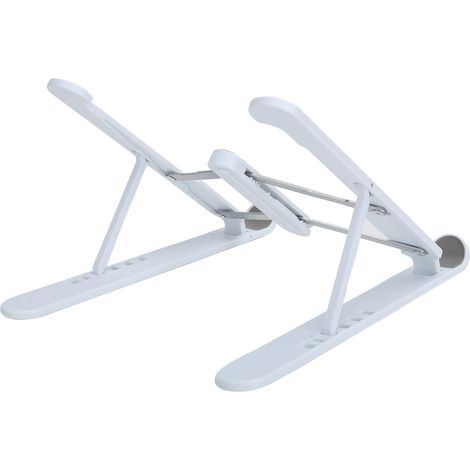 Support d'ordinateur portable ventilé 6 positions, plateau inclinable blanc pour bureau, support ergonomique pliant.