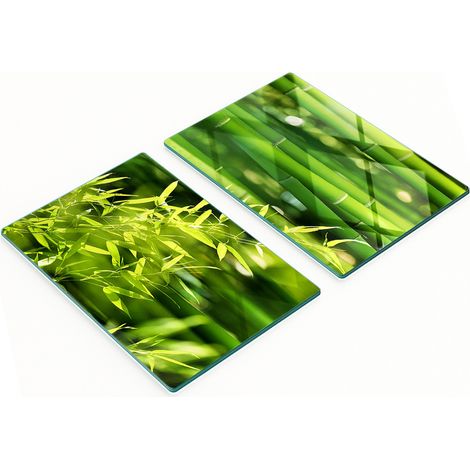 Tablas de cortar decorativas de vidrio para cocina con dise帽o de bamb煤, 2 x 40 x 52 cm.