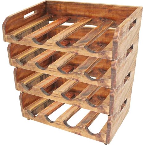 Casier à bouteilles 4 pcs pour 16 bouteilles Bois recyclé (1/5)