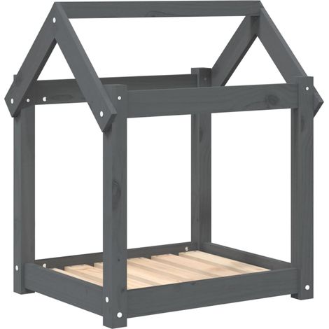 Lit pour chien Gris 61x50x70 cm Bois de pin solide (1/5)