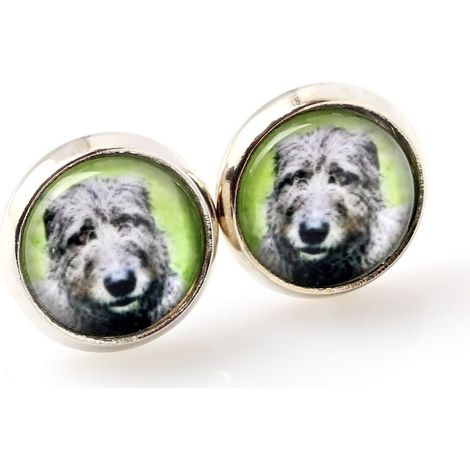 Pendientes de perro lobo irlandés con tu propia foto, hechos a mano, joyería artística para perros. (1/4)