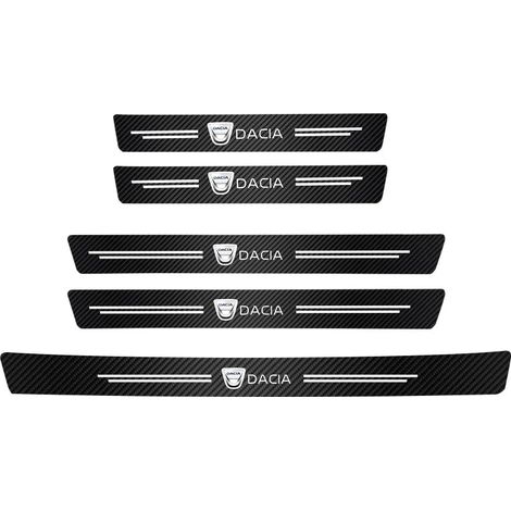 (5 pièces pour portières et coffre) Protections de seuil de portières en fibre de carbone, autocollantes anti-marche arrière, compatibles avec Dacia Duster, Logan, Sandero, Stepway, Dokker, Lodgy et M (1/4)