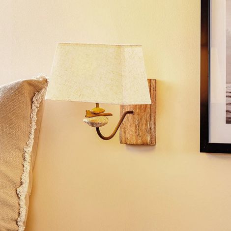 [GEBRAUCHT] B-Ware Euluna Wandleuchte Seregon Mit Steindekor Und Stoffschirm Wandlampe Bettlampe427 (1/2)
