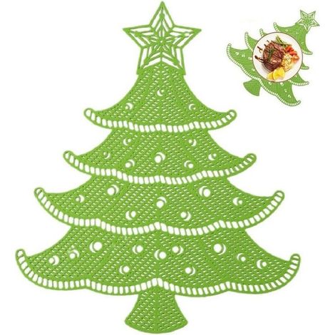 Napperon en Forme d'arbre De Noël, Tapis De Table Ajouré Résistant À Chaleur, Tapis De Dîner De Vacances, Coussin Isolant pour Table À Manger (1/5)