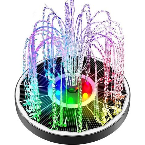 Fontaine solaire flottante 3,5 W pour bain d'oiseaux, jardin, étang, piscine (avec lumières colorées) (1/4)