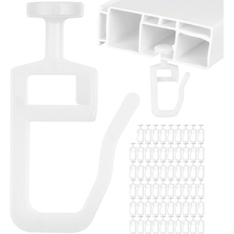 (60 x) Gardinengleiter, Flachkopfgleiter Ø 6,7 mm, Gardinenzubehör, weiße Karabinerhaken (1/5)