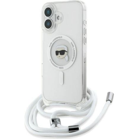 Karl Lagerfeld Crossbody IML Karl Head MagSafe - iPhone 16 Hülle (Transparent)