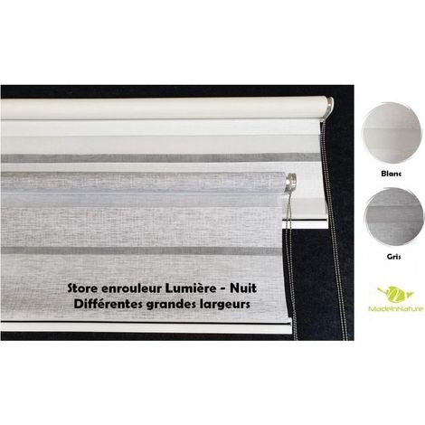 Store Enrouleur Lumière Nuit Différentes Grandes Largeurs, Design et Grande qualité, Hauteur Maxi 250 cm, chainette en métal - Blanc - 1.95 m. (1/5)