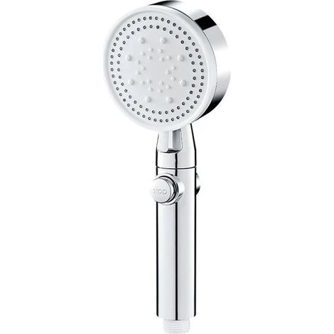 Ahlsen Alcachofa de ducha plateada que ahorra agua, 5 modos, ducha ajustable de alta presión, cierre con un botón, masaje de agua, accesorios de baño de ducha ecológicos (1/5)