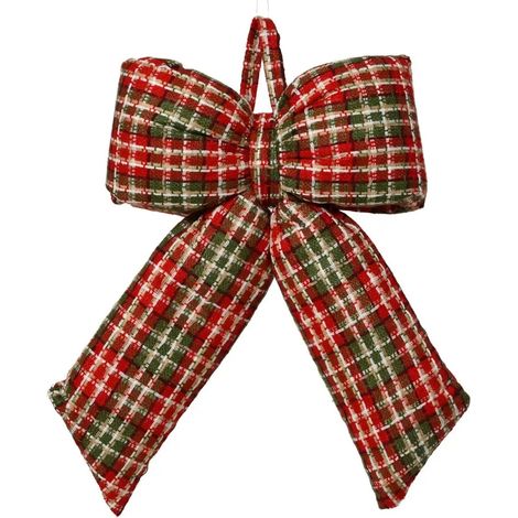 Fiocco natalizio a quadri verde e rosso 40 × 30 × H12 cm (1/2)