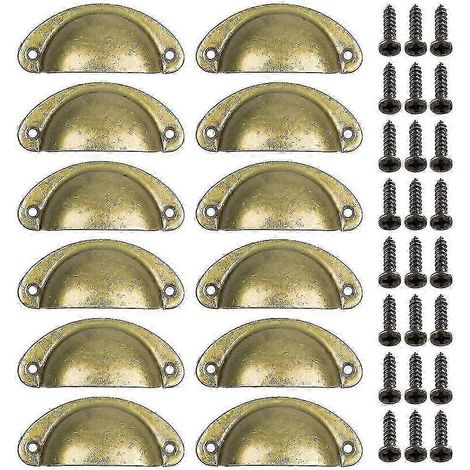 Lot de 12 poignées de porte vintage, poignées en laiton pour tiroirs de cuisine et portes d'armoires. (1/3)