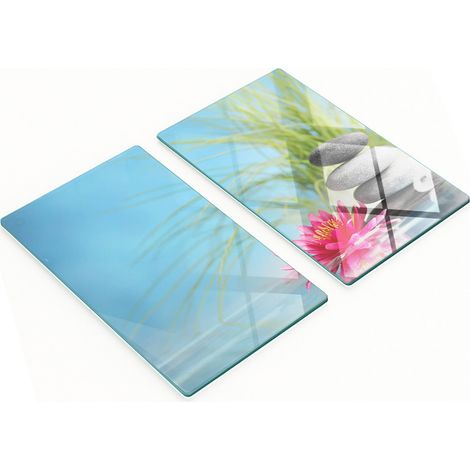 Küchenschneidebretter aus Glas mit Seerosenmotiv, 2 x 30 x 52 cm (1/5)