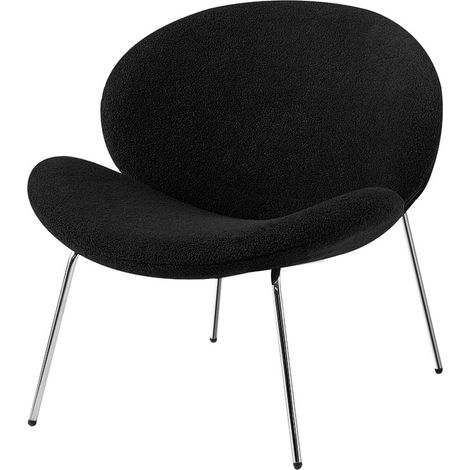 Set di 2 Poltrone Lounge Jaden in Bouclé Nero e Argento (1/3)