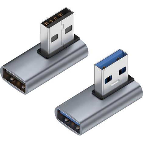 Lot de 2 adaptateurs USB 3.0/3.1 USB 3.0/3.1 Type A mâle vers femelle adaptateur coudé à 90 degrés (1/5)