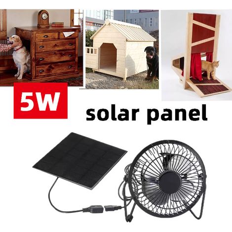 Ej.Life Solarbetriebener Ventilator, 5 W USB 360° Verstellbarer Abluftventilator Satz für Schuppen, Hühnerstall, Gewächshaus, Tierhaus, Kühlung, Belüftung, mit 70 Cm Kabel (1/5)
